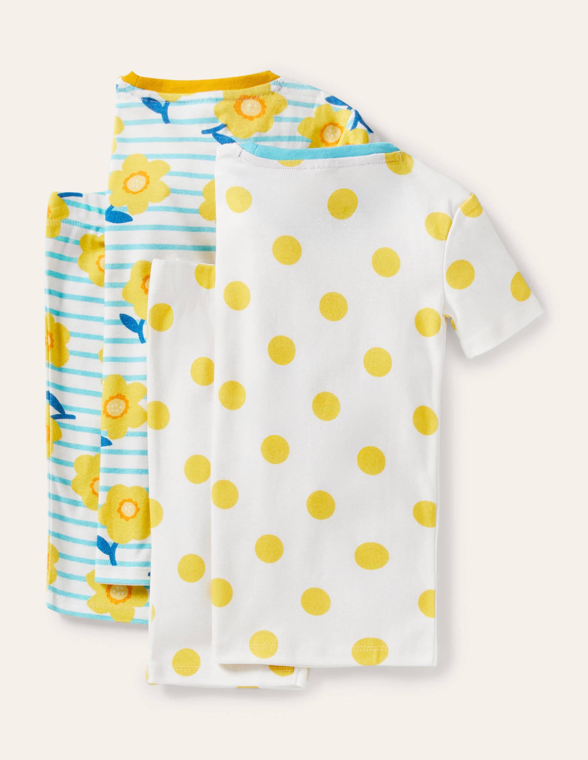 Twin Pack Snug Short Pyjamas-Aqua Blue Daffodil - Image 2