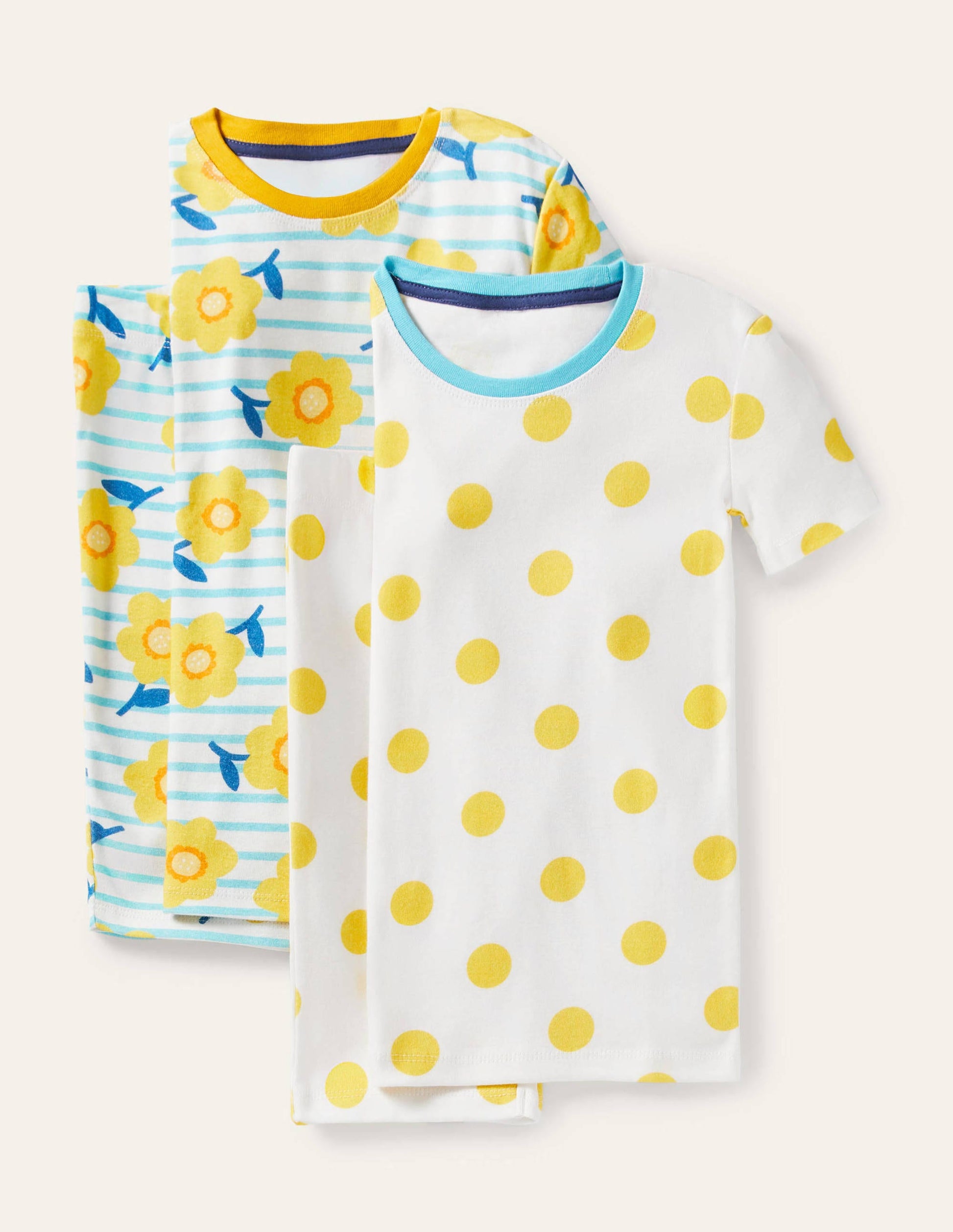 Twin Pack Snug Short Pyjamas-Aqua Blue Daffodil-1