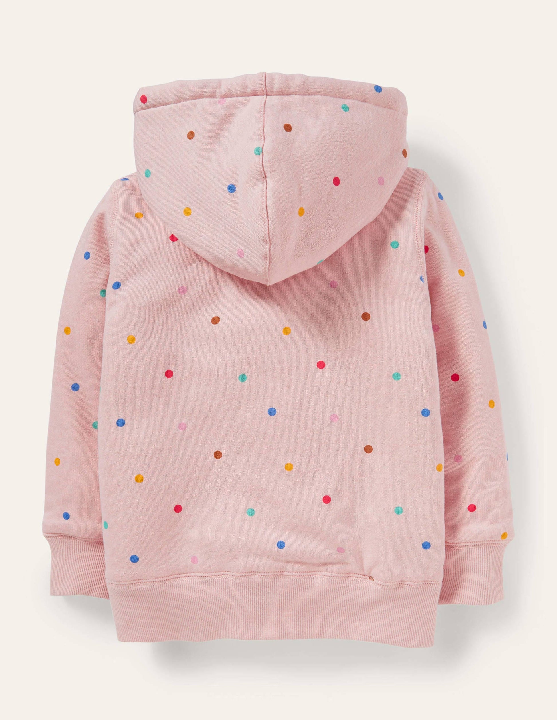 Pink Polka Dot Borg Lined Hoodie-Provence Dusty Pink Multi Spot-2