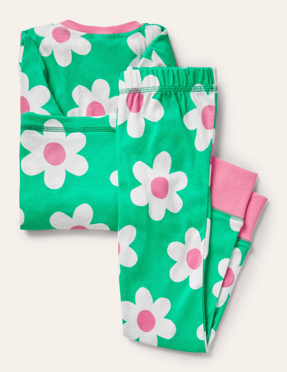 Snug Glow-In-The-Dark Pyjamas-Green Scattered Daisy-2