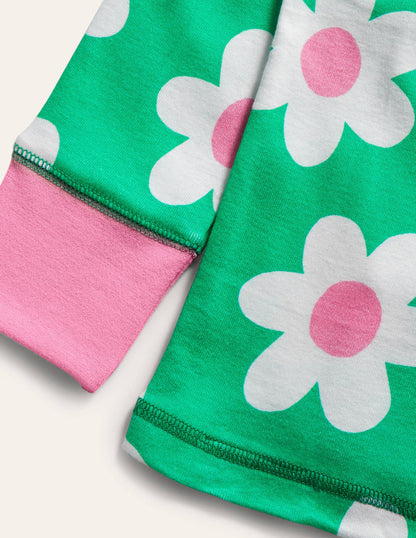 Snug Glow-In-The-Dark Pyjamas-Green Scattered Daisy-3