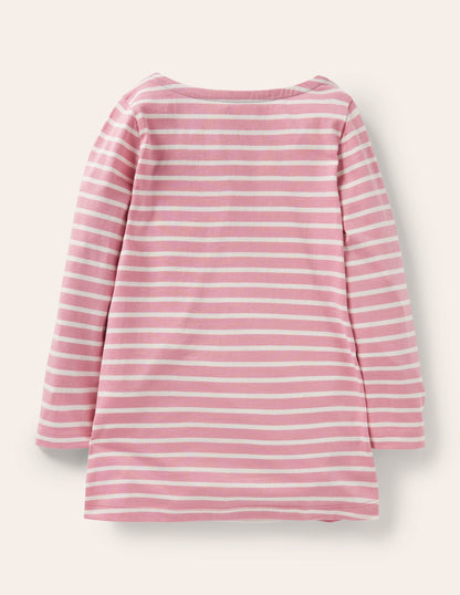 Appliqué Pocket Tunic-Almond Pink/Ivory Horse-3