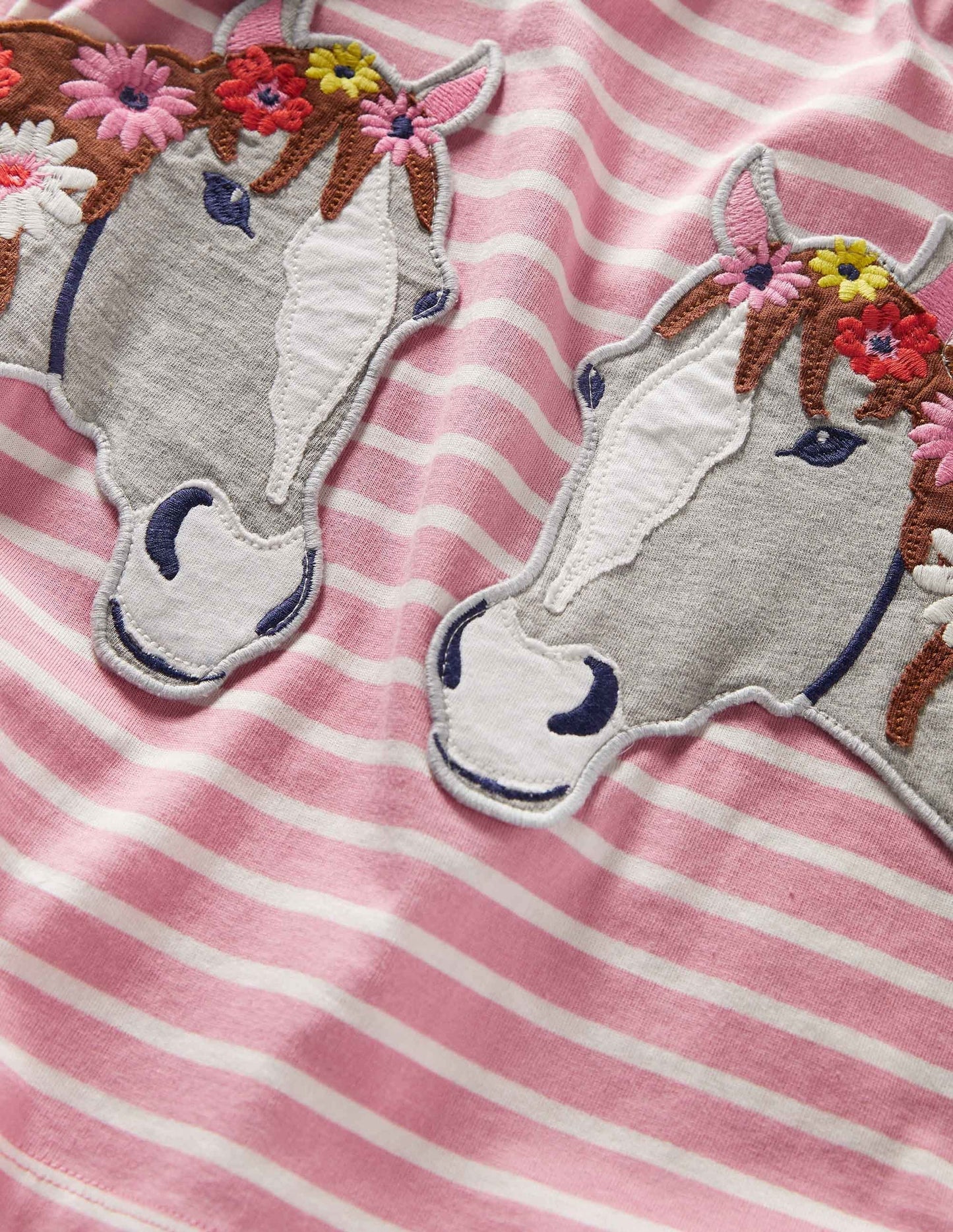 Appliqué Pocket Tunic-Almond Pink/Ivory Horse