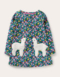Appliqué Pocket Tunic-Starboard Blue Floral Alpaca