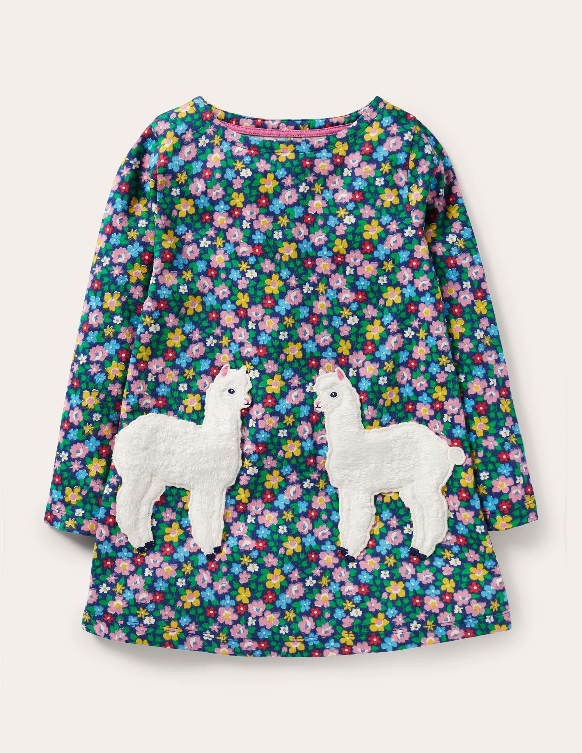Appliqué Pocket Tunic-Starboard Blue Floral Alpaca - Image 1