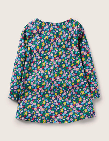 Appliqué Pocket Tunic-Starboard Blue Floral Alpaca-2
