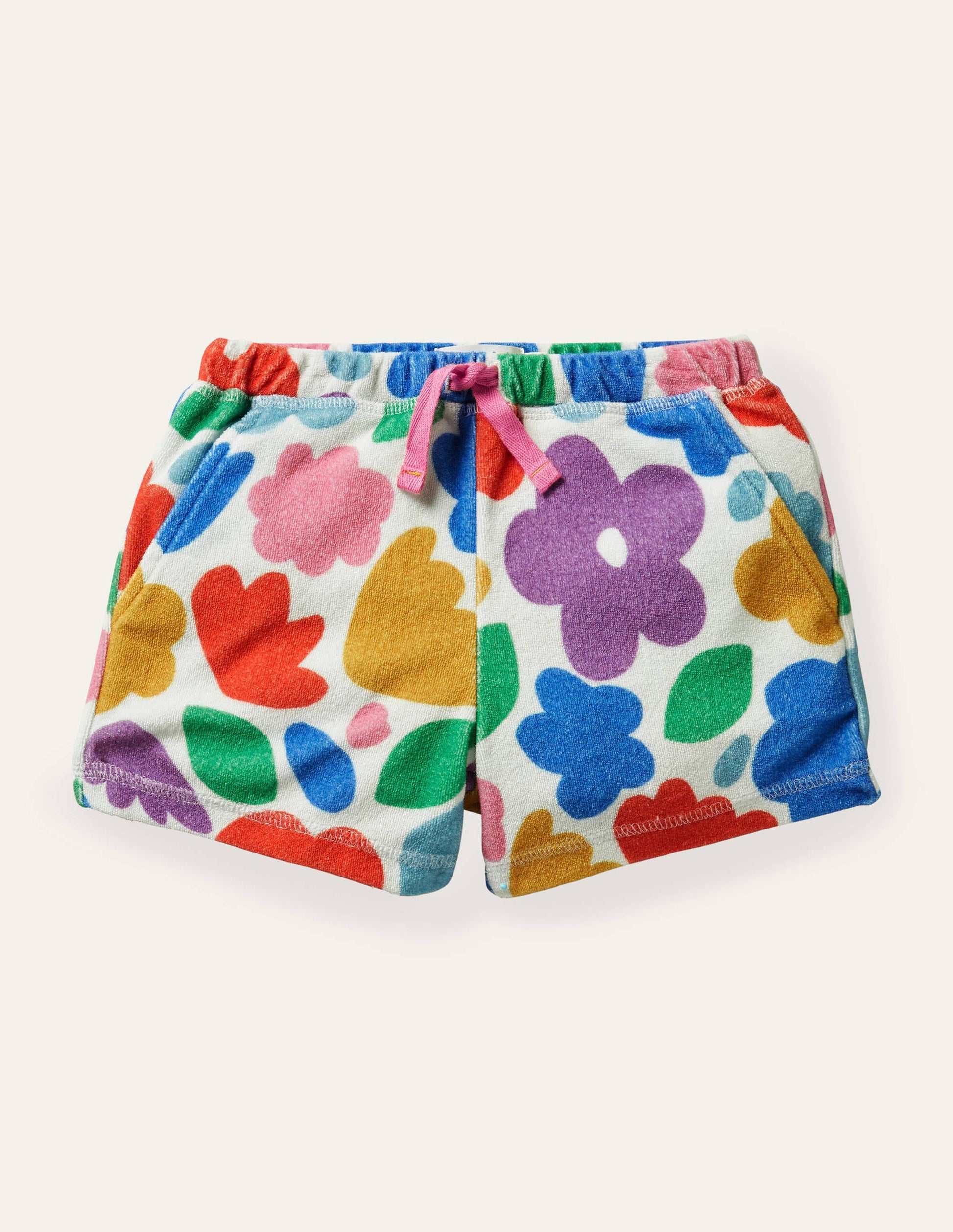 Towelling Shorts-Multi Painted Floral-1