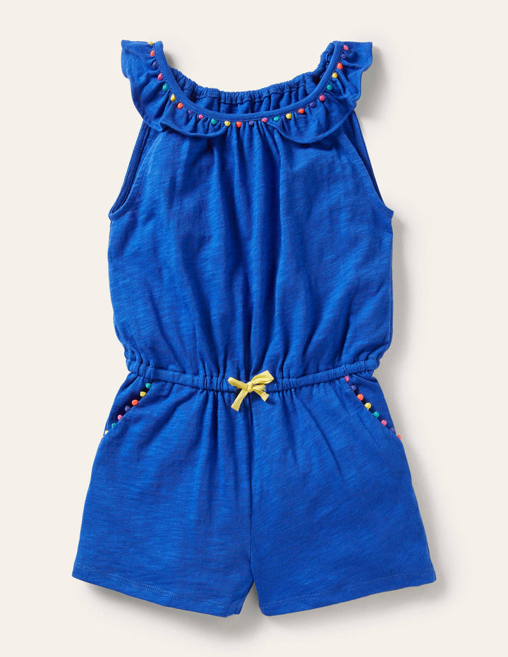 Charlie Pom Jersey Playsuit-Bold Blue