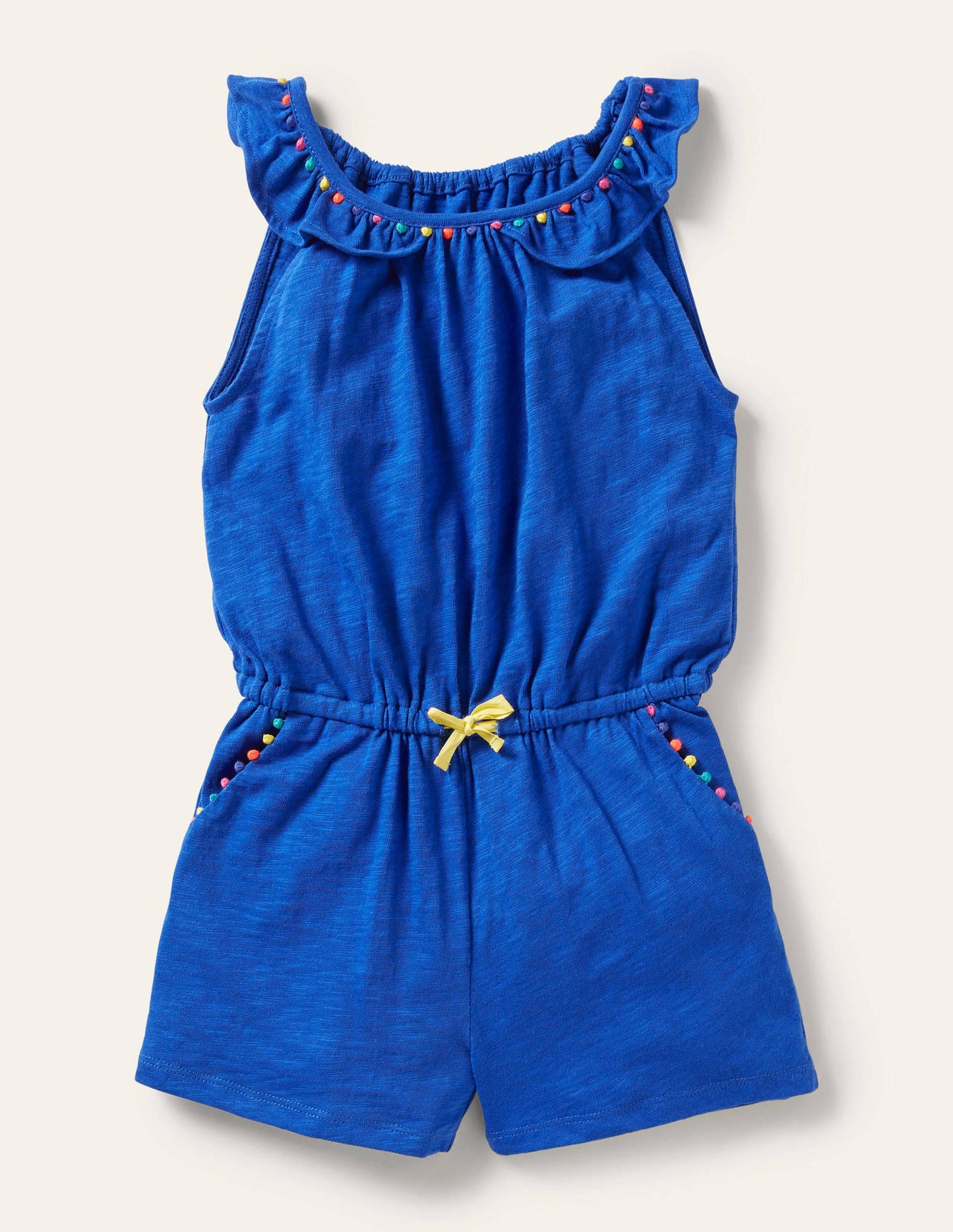 Charlie Pom Jersey Playsuit-Bold Blue