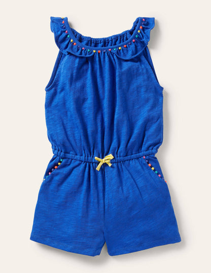 Charlie Pom Jersey Playsuit-Bold Blue-1