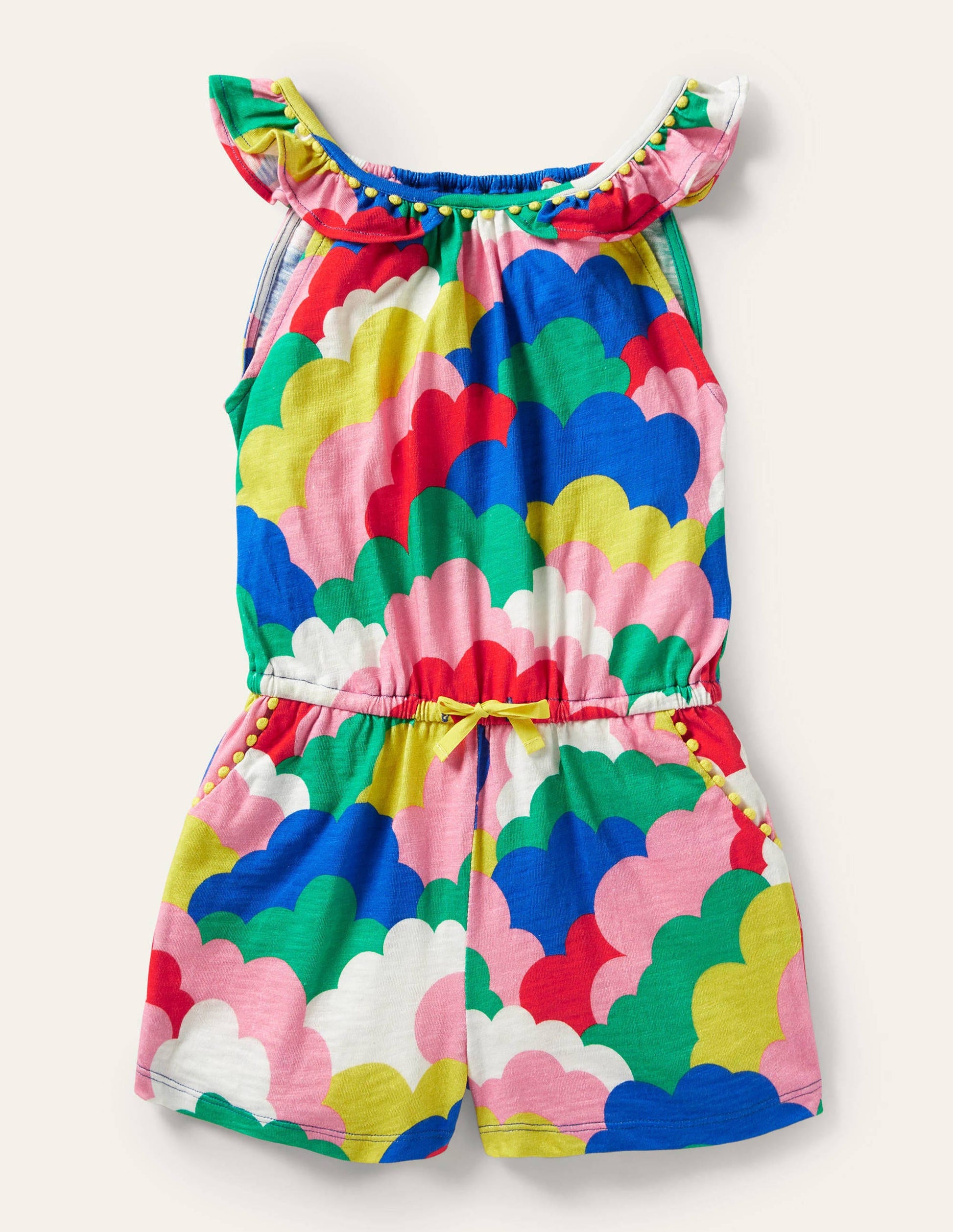 Charlie Pom Jersey Playsuit-Multi Geo Clouds-1