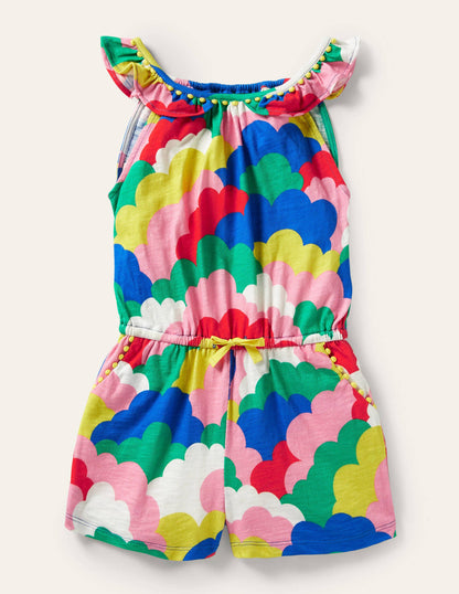 Charlie Pom Jersey Playsuit-Multi Geo Clouds-1