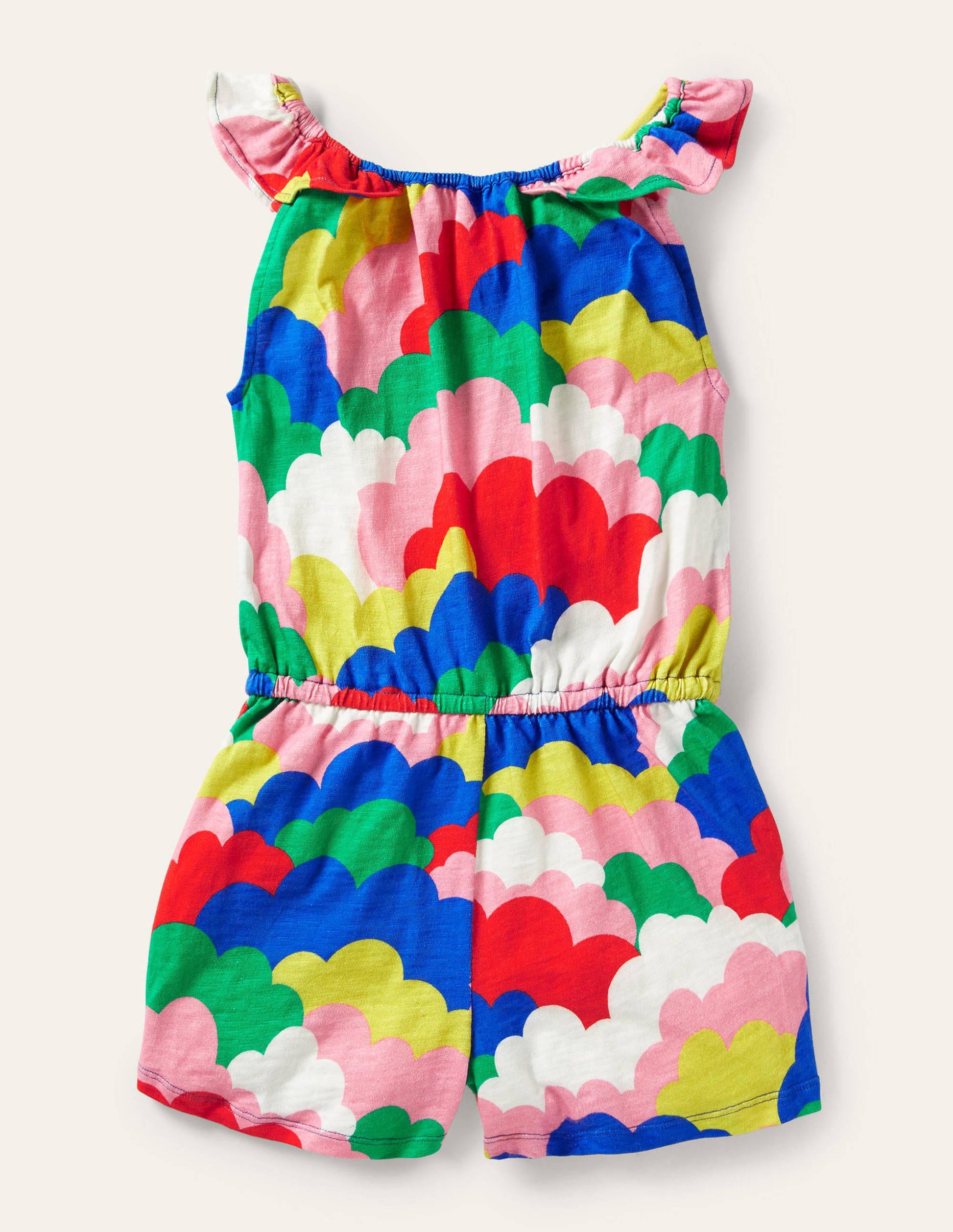 Charlie Pom Jersey Playsuit-Multi Geo Clouds-2