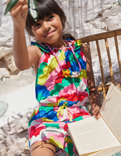 Charlie Pom Jersey Playsuit-Multi Geo Clouds-4