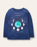 Glow-in-the-dark Logo T-shirt-Navy Phases of the Moon