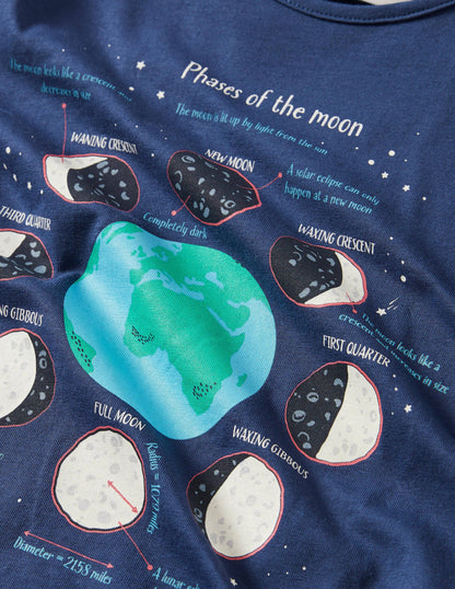 Glow-in-the-dark Logo T-shirt-Navy Phases of the Moon-3