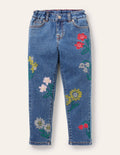 Girlfriend Jeans-Light Vintage Denim Floral
