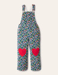Heart Patch Dungaree-Starboard Blue Spring Floral