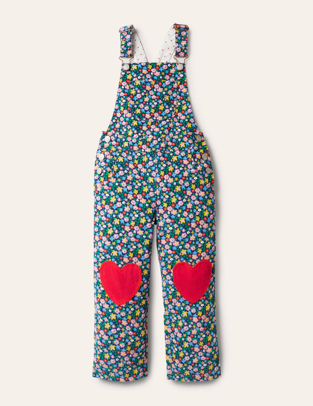 Heart Patch Dungaree-Starboard Blue Spring Floral - Image 1