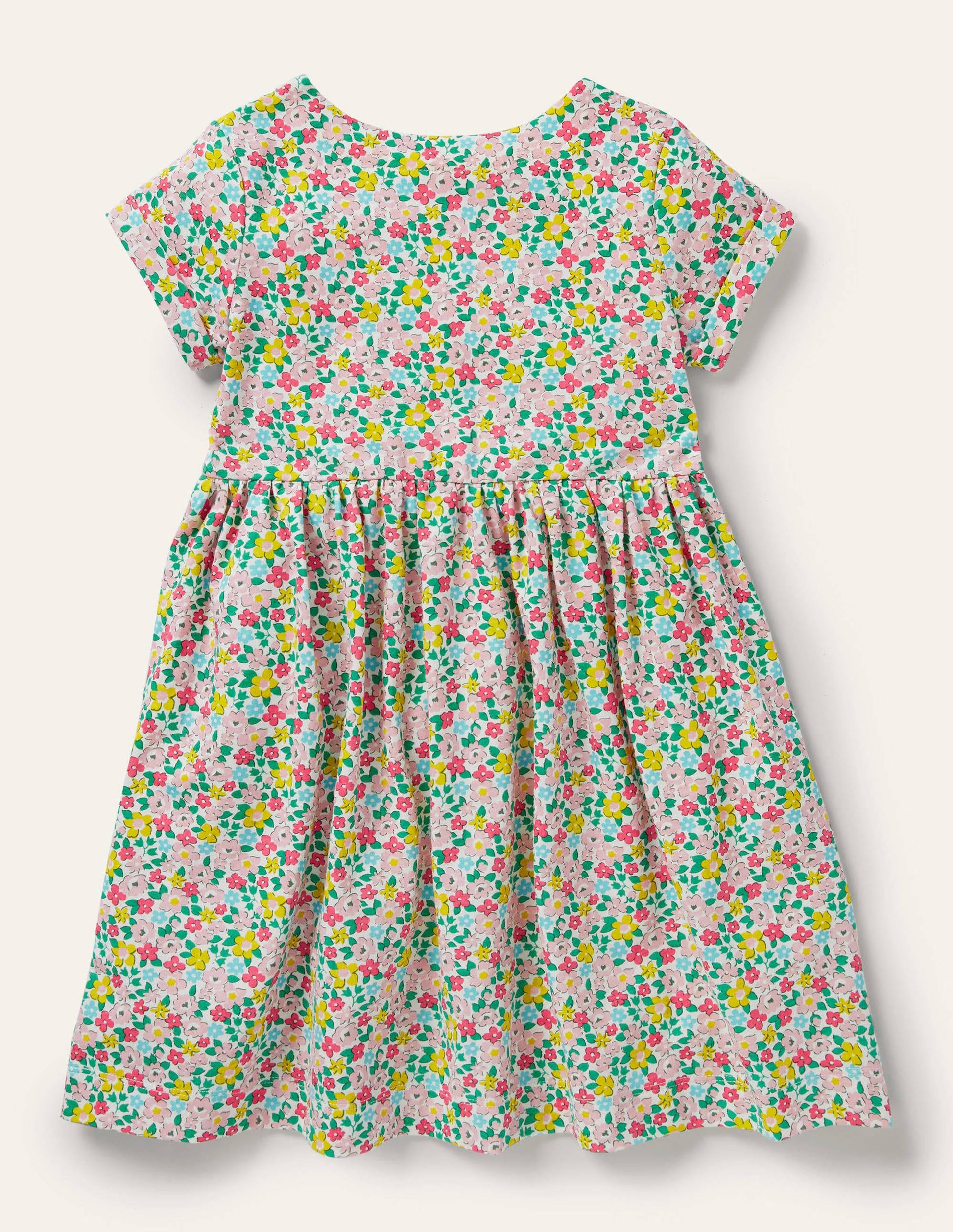 Short Sleeve Fun Jersey Dress-Multi Spring Floral-2