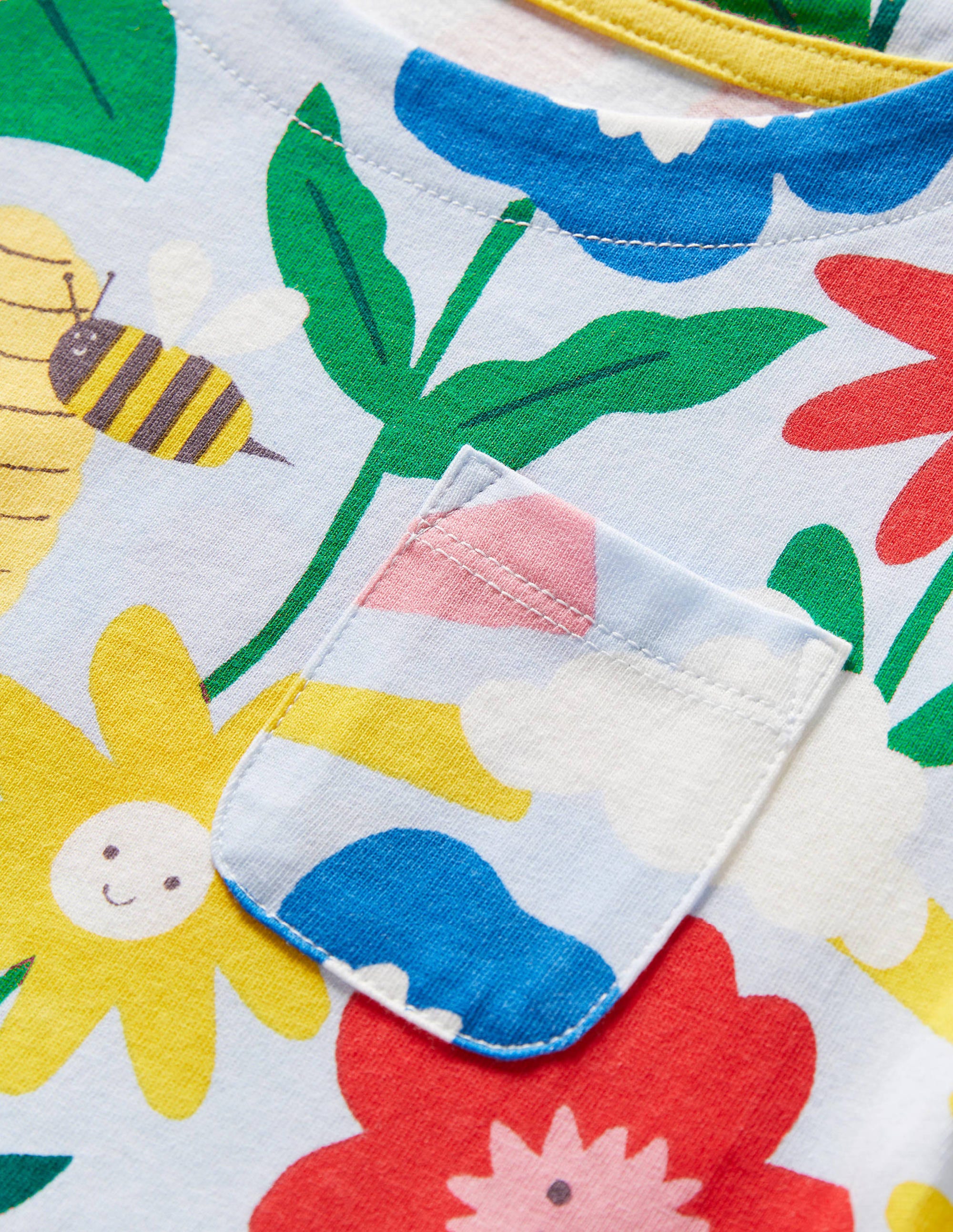 Short Sleeve Fun Jersey Dress-Provence Blue Happy Flowers - Image 3