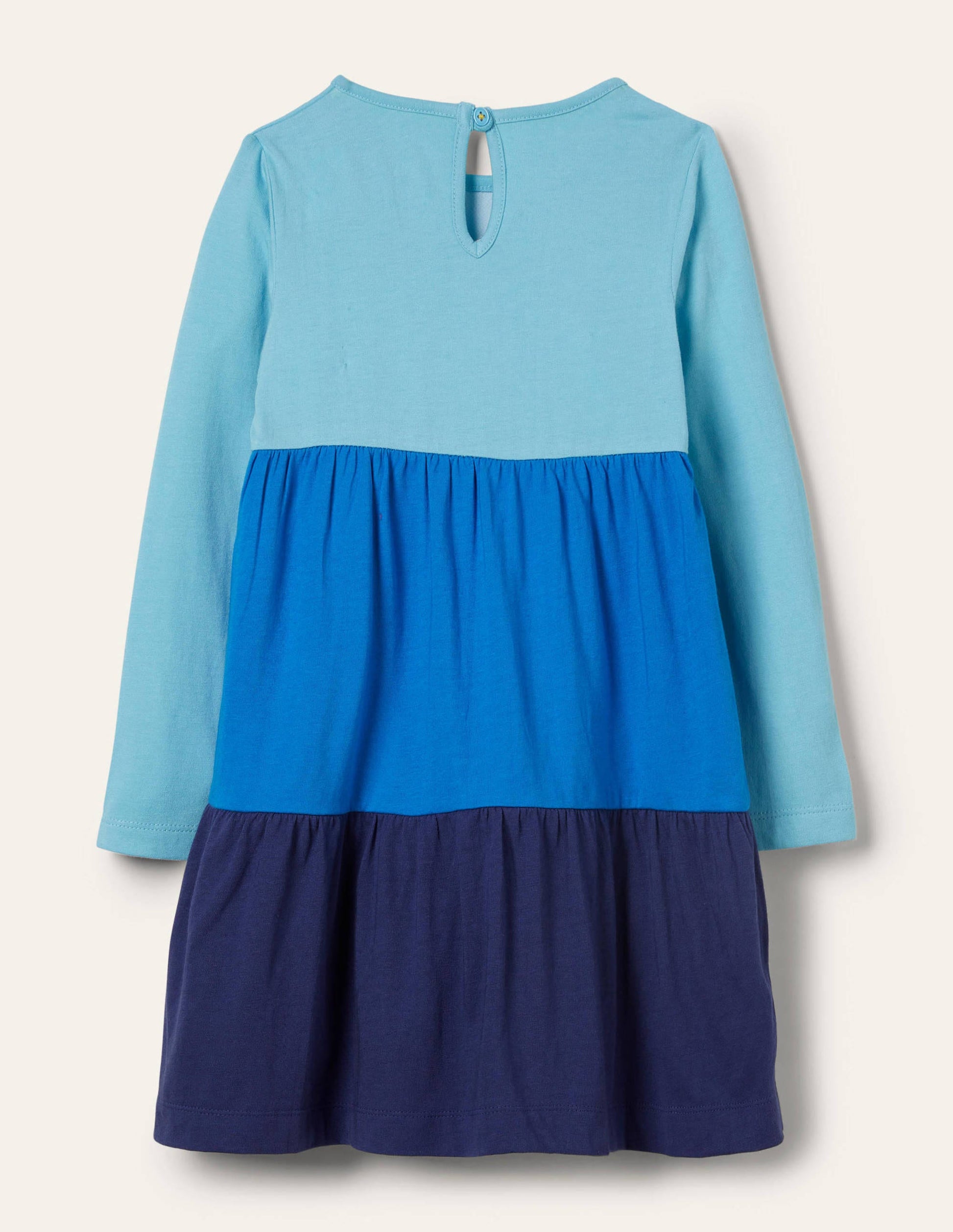 Tiered Appliqué Dress-Aqua Blue Sea Scene-2