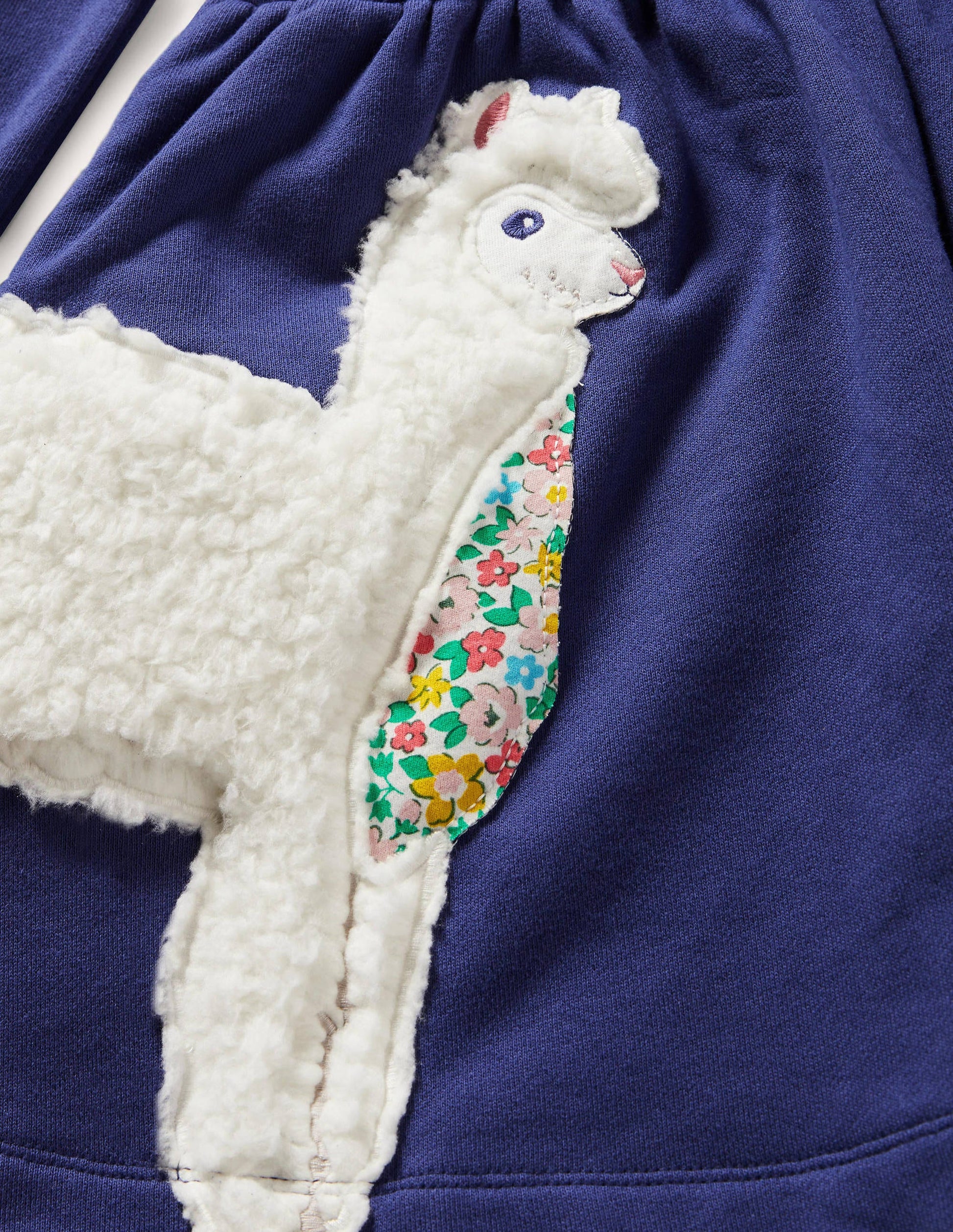 Appliqué Sweatshirt Dress-Starboard Blue Animals-3