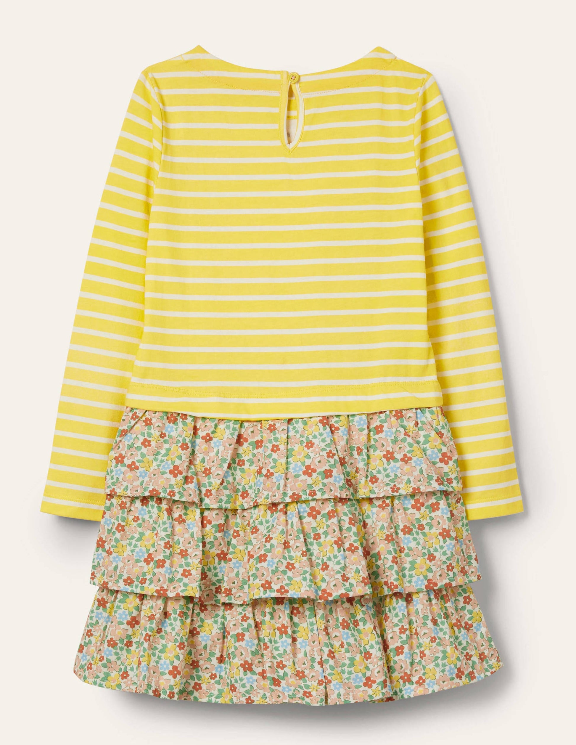 Appliqué Hotchpotch Dress-Sweetcorn Yellow/ Ivory Sheep-2