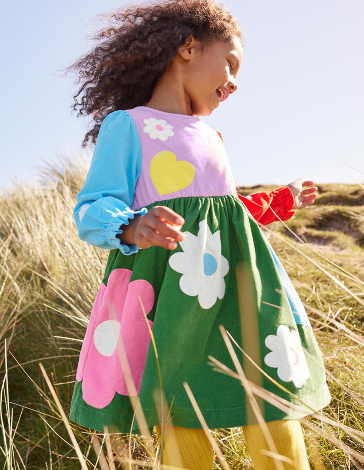 Cord Appliqué Dress-Cool Violet Purple