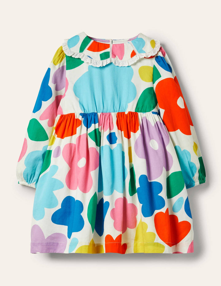 Collared Woven Dress-Multi Painted Floral