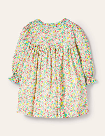 Button-through Smocked Dress-Multi Spring Floral-2
