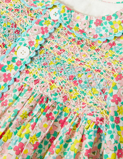 Button-through Smocked Dress-Multi Spring Floral-3