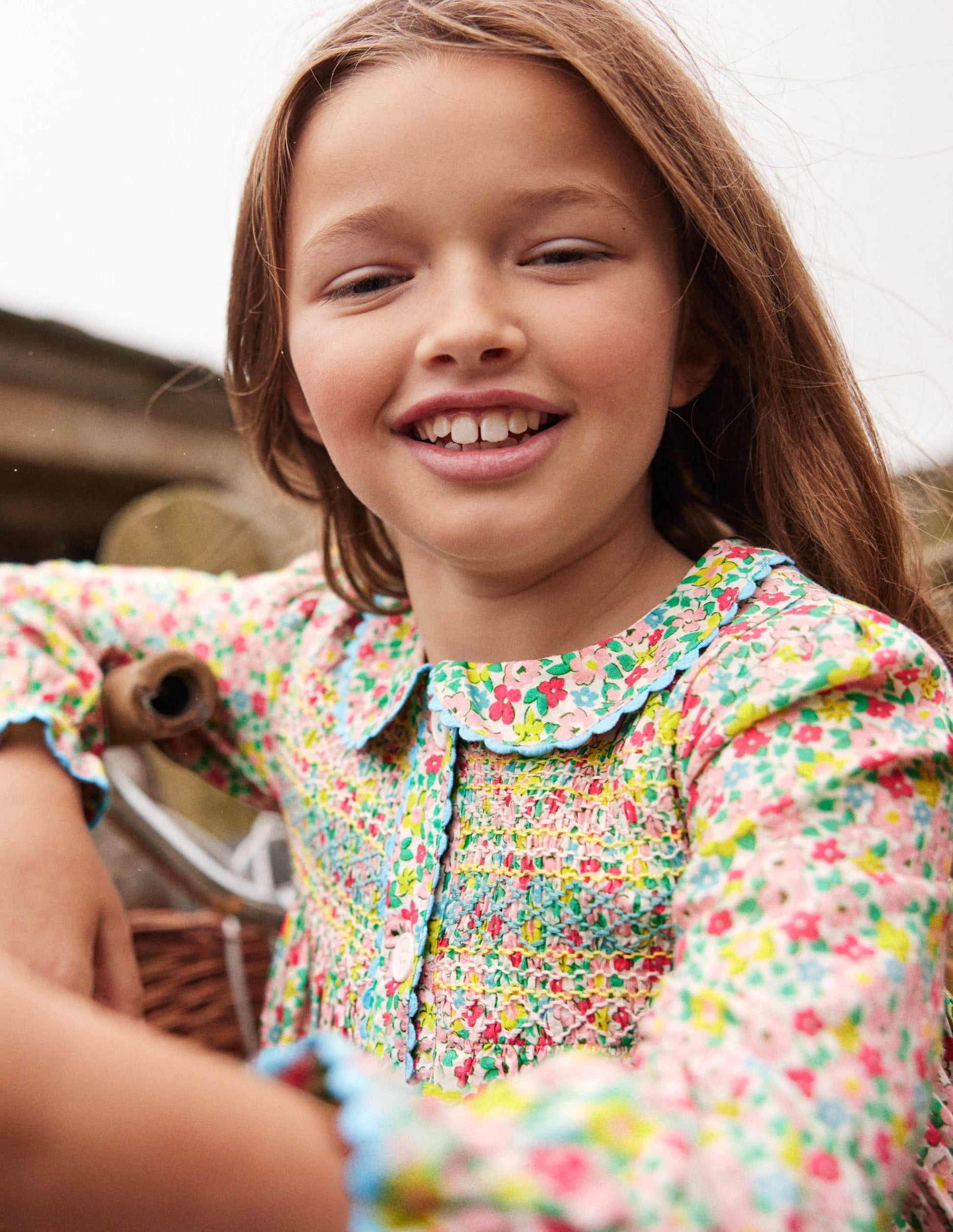 Button-through Smocked Dress-Multi Spring Floral-5
