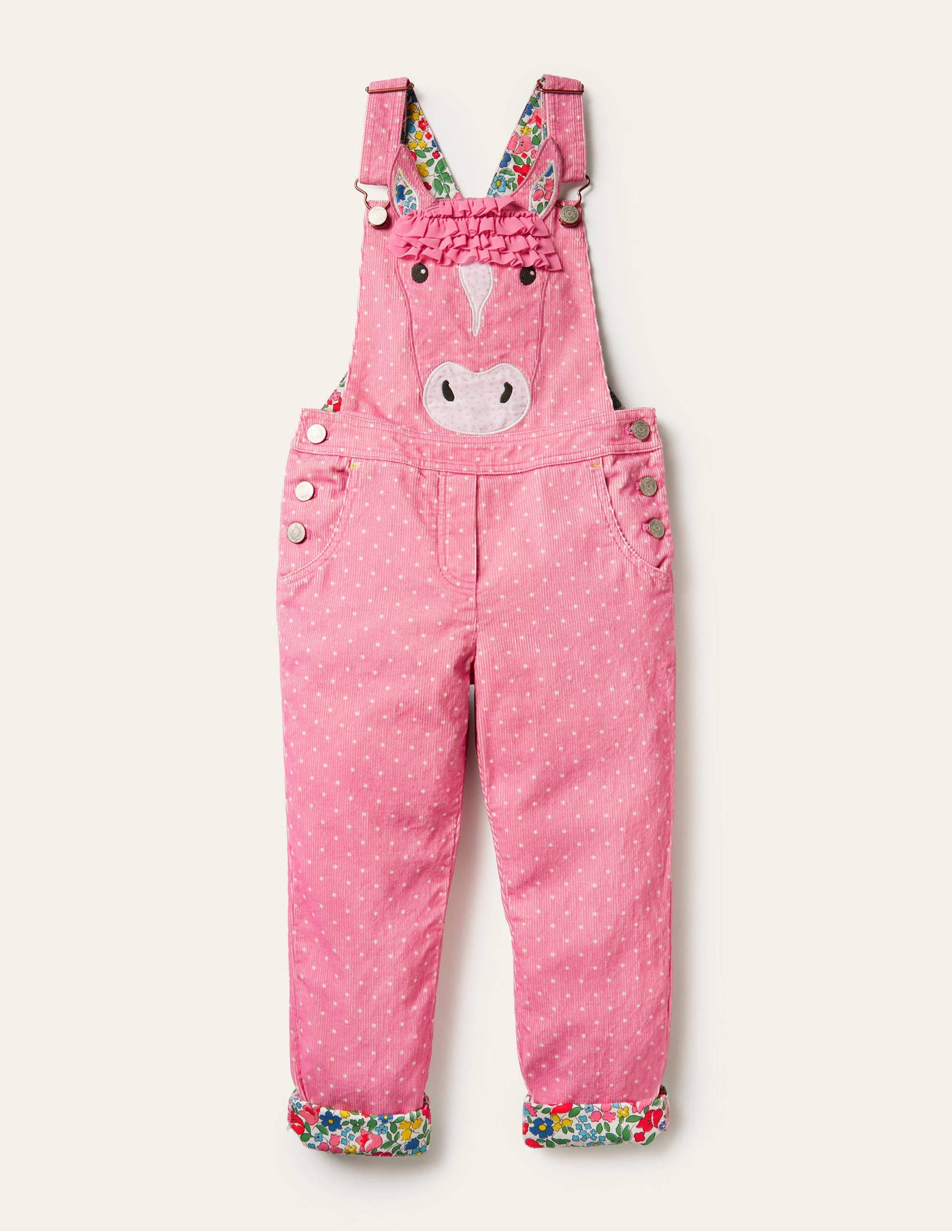 Appliqué Horse Dungarees-Formica Pink-1