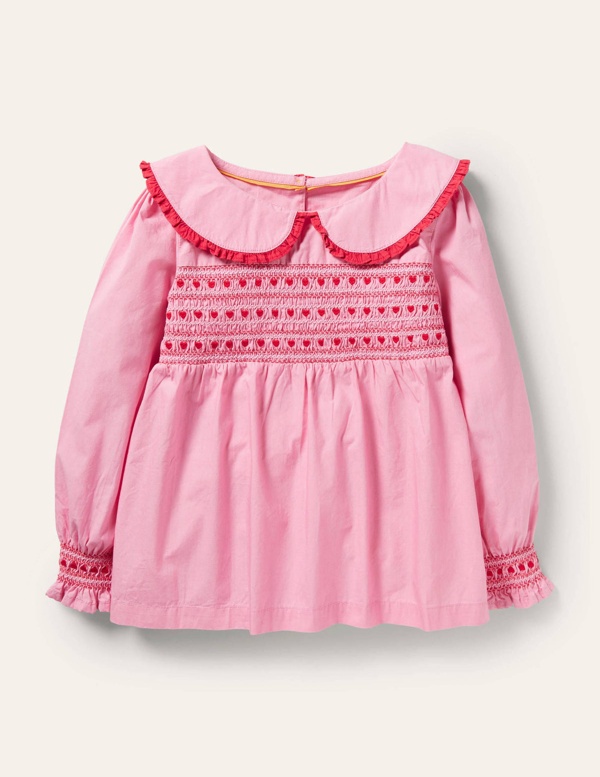 Smocked Collared Woven Top-Formica Pink - Image 1