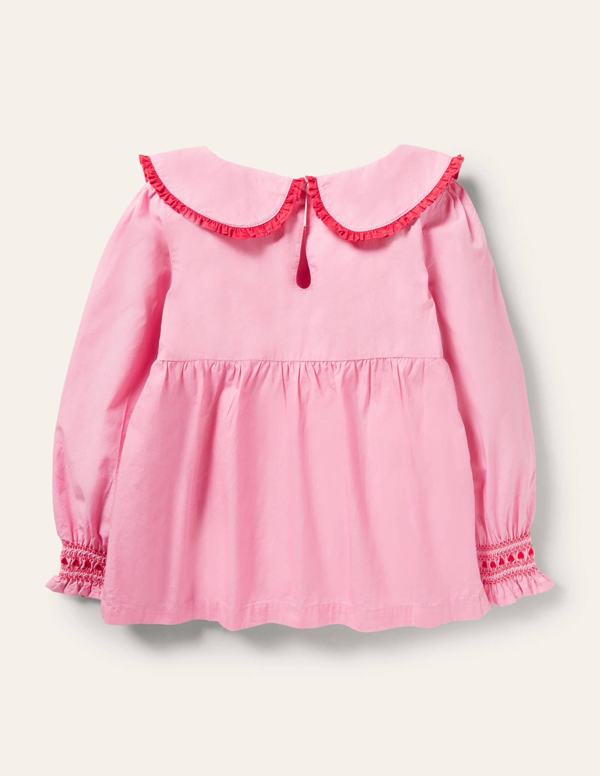 Smocked Collared Woven Top-Formica Pink - Image 2