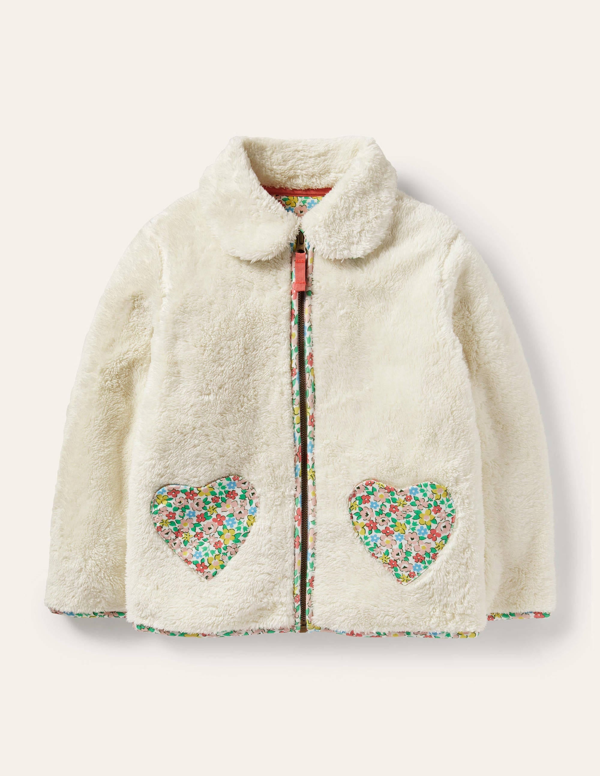 Zip-Through Teddy Jacket-Natural - Image 1