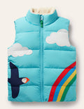 Padded Appliqué Gilet-Aqua Blue Scene