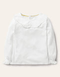 Lace Collared Cotton Top-White