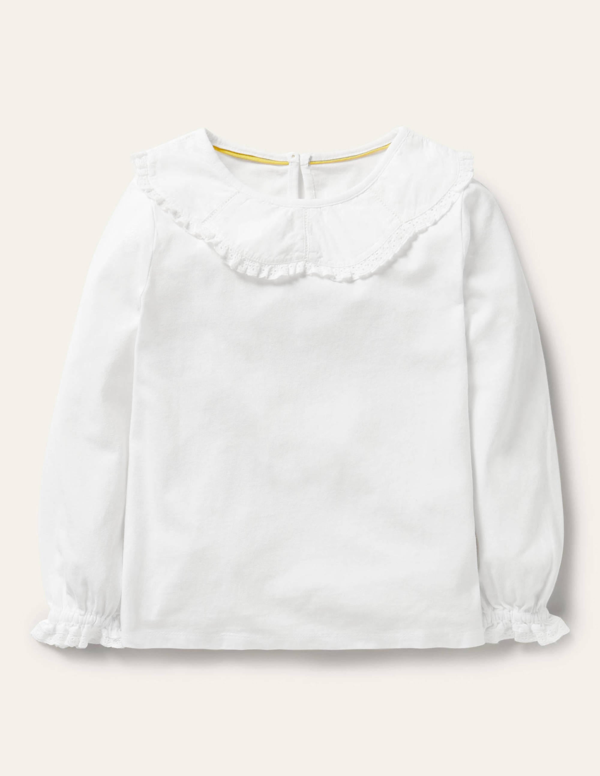 Lace Collared Cotton Top-White - Image 1