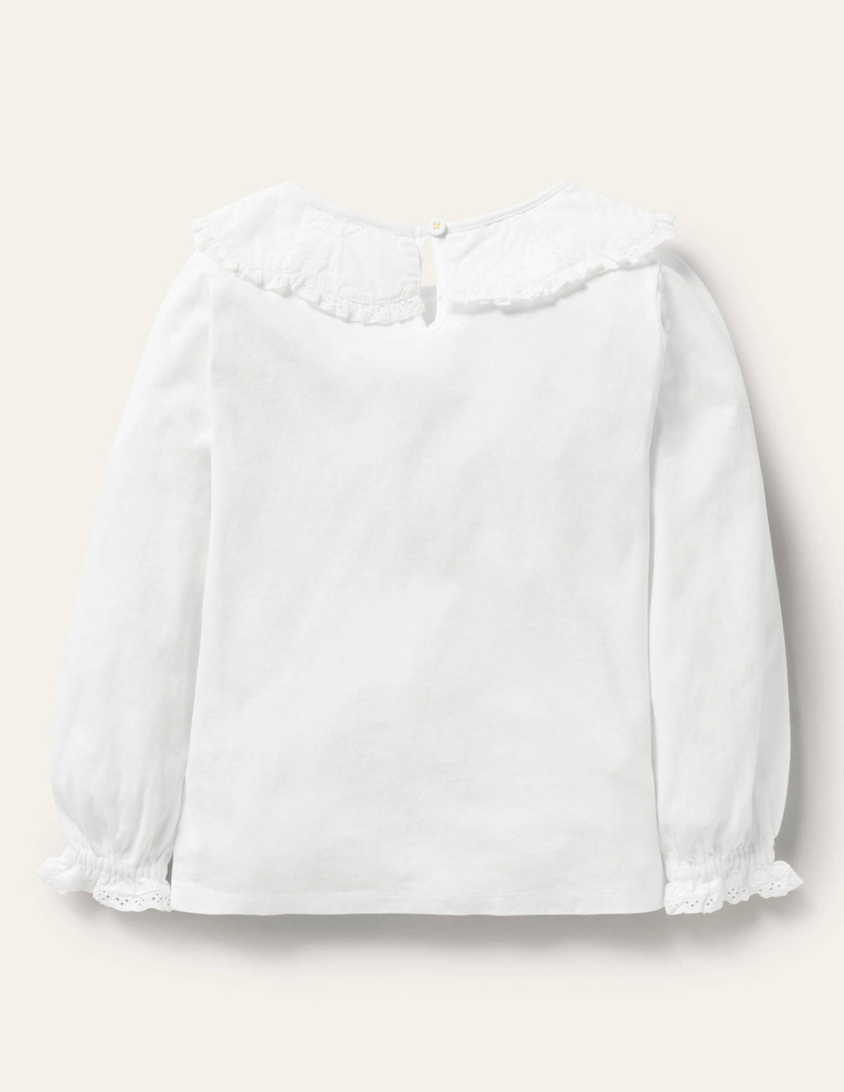 Lace Collared Cotton Top-White - Image 2