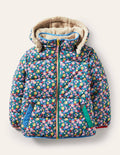 Reversible Printed Puffer-Starboard Blue Spring Floral