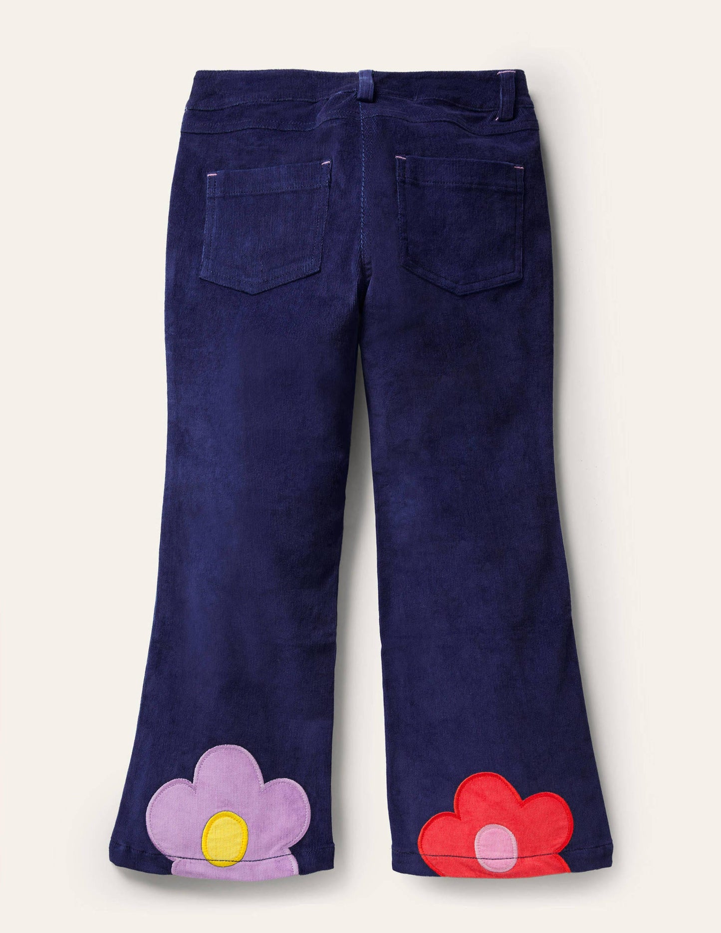Cord Flower Trousers-College Navy