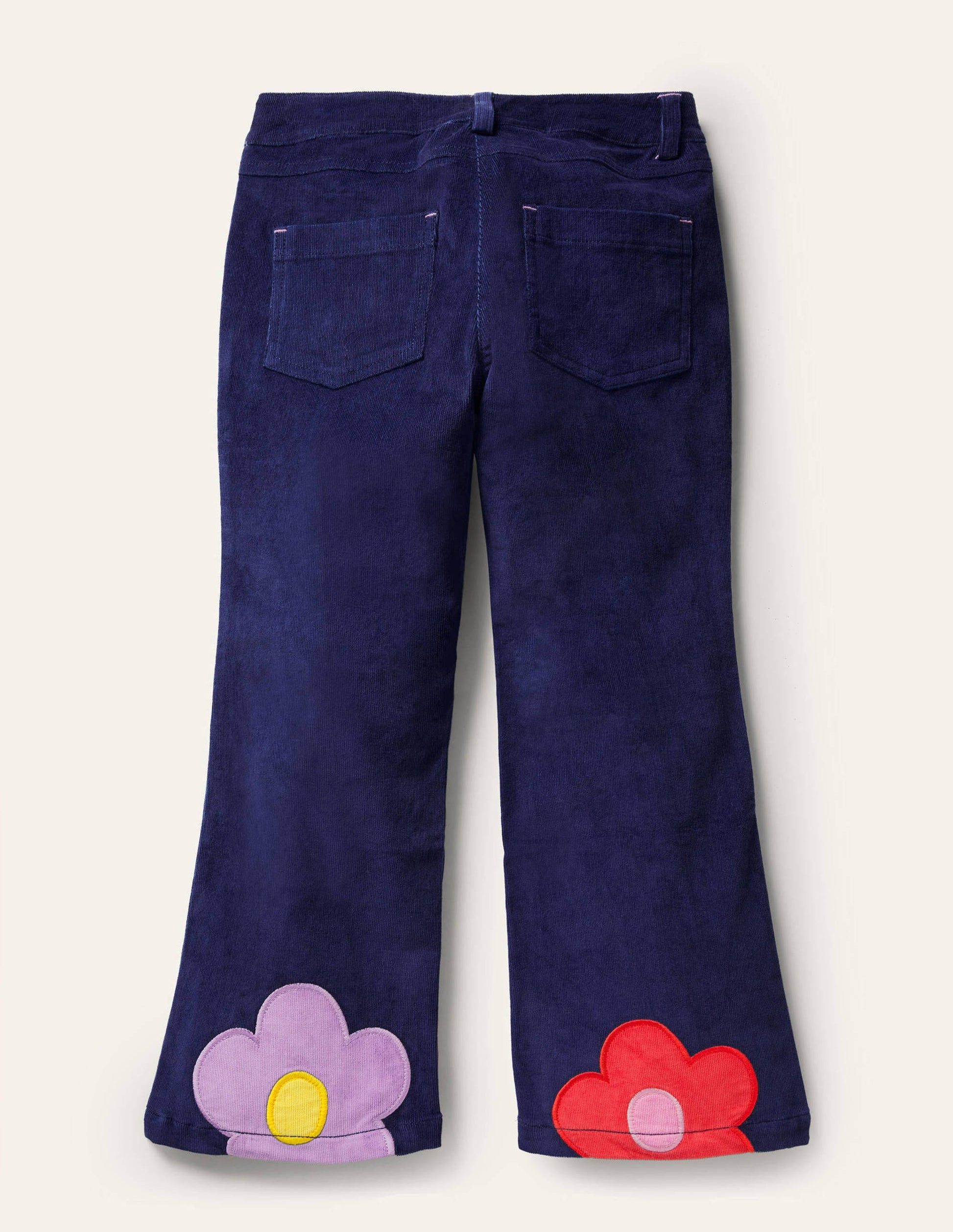 Cord Flower Trousers-College Navy-2
