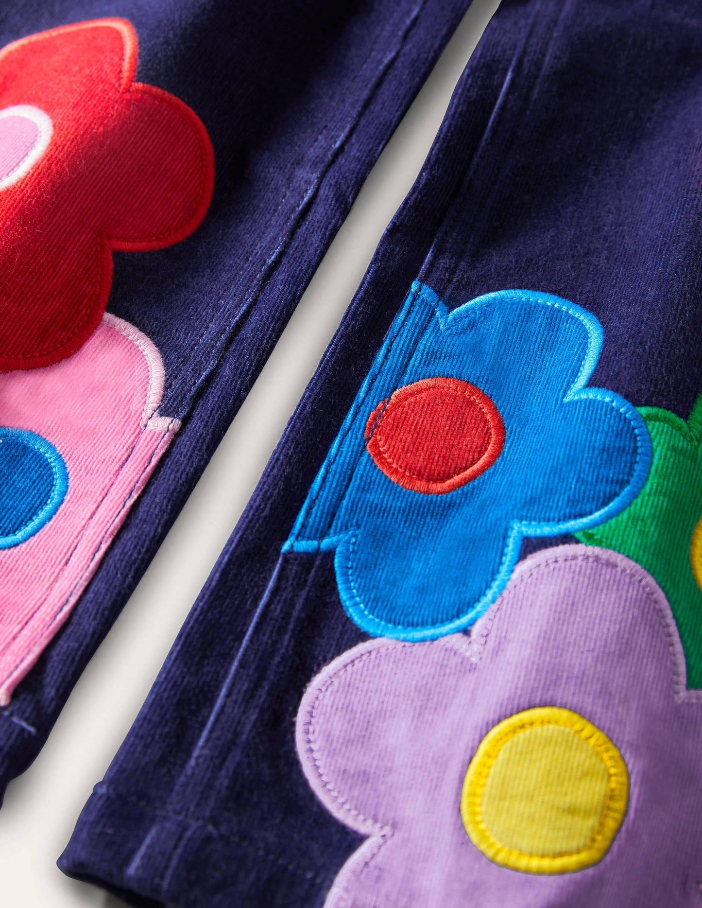 Cord Flower Trousers-College Navy