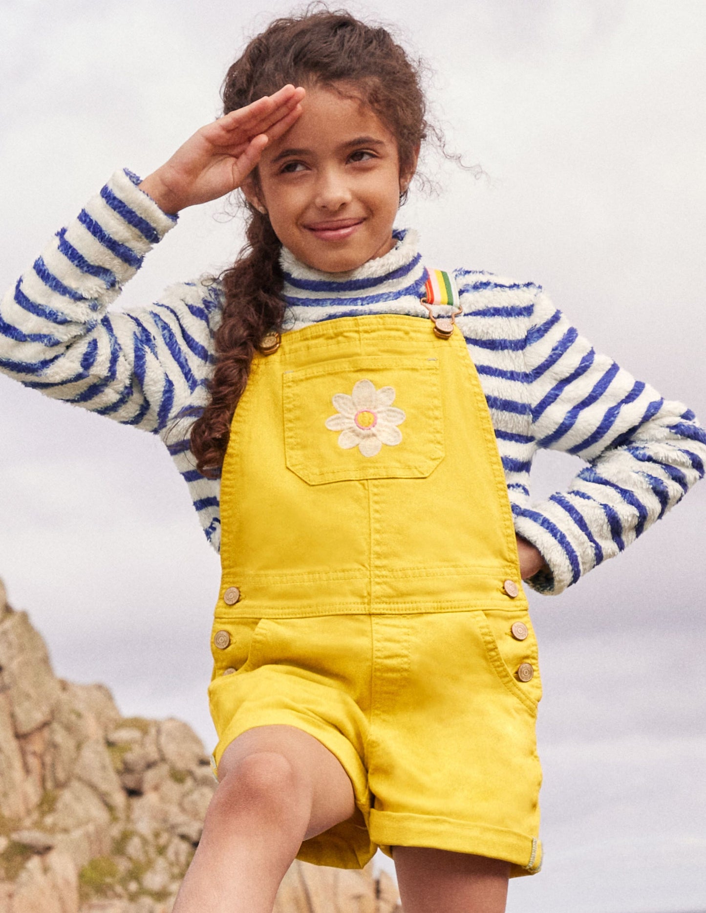 Cosy Funnel Neck Top-Starboard Blue/ Ivory