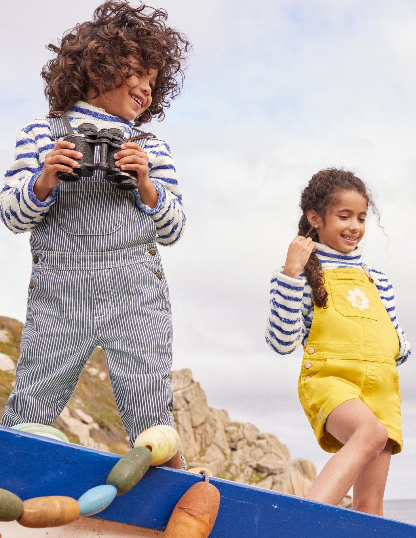Cosy Funnel Neck Top-Starboard Blue/ Ivory