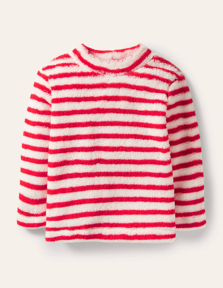 Cosy Funnel Neck Top-Strawberry Tart Red/Ivory