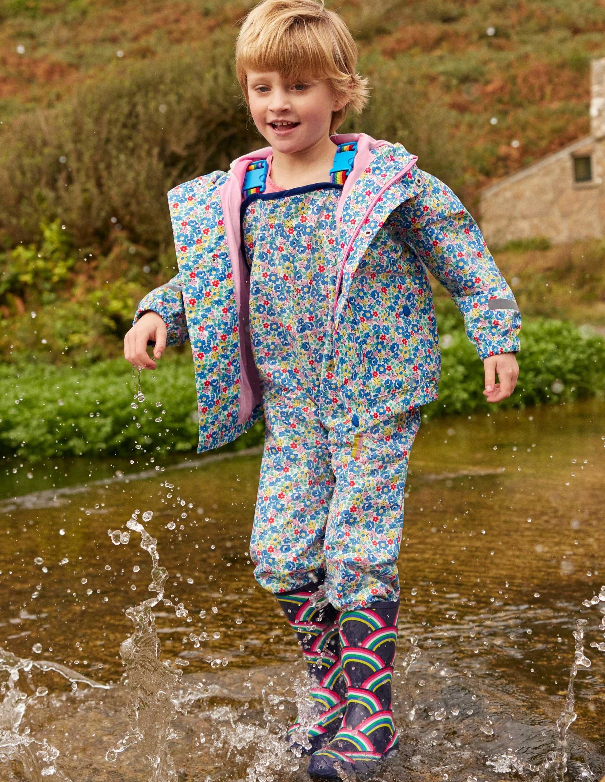 Waterproof Dungarees-Multi Spring Floral-4