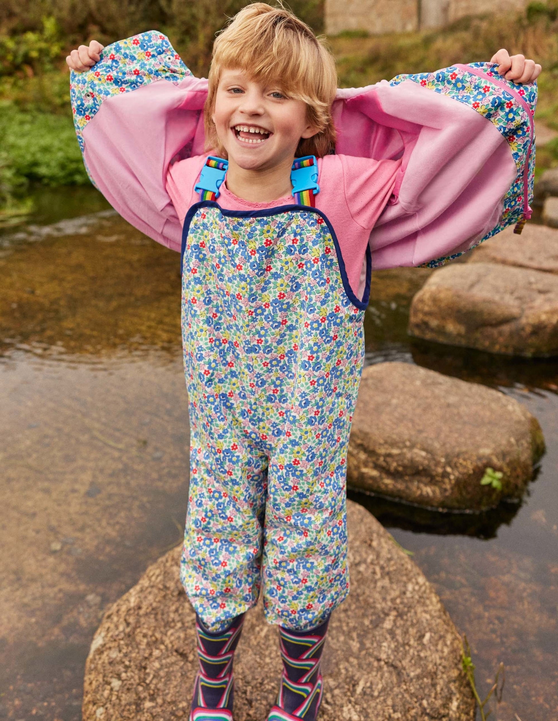 Waterproof Dungarees-Multi Spring Floral-5